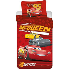 Bērnu gultas veļa 140x200 Automašīnas Automašīnas 9497 Lightning McQueen sarkana spilvendrāna 70x90