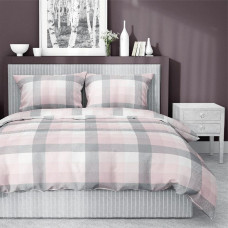 Satīna gultasveļa 160x200 pelēki rozā rūtaini 4206 A Home Satin 08