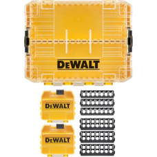 Dewalt-Akcesoria Vidēji izturīgs korpuss + DeWALT [DT70803-QZ] ar 2 mazām lielapjoma uzglabāšanas kastēm un 6 bitu turētājiem