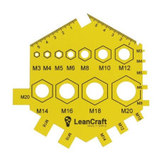 Leancraft Urbju un skrūvju izmēra mērītājs M3-M20 dzeltens, [SPR-M3-M20-Y]