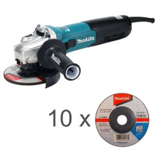 Makita-Maszyny leņķa slīpmašīna 125mm, 1900W + 10 metāla slīpripas, Makita [GA5090X01+D-18465]