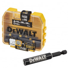 Dewalt-Akcesoria komplektā 15 gab. triecienuzgaļi TX15, TX20, TX25, PZ2 + adapteris, IMPACT Torison 1/4