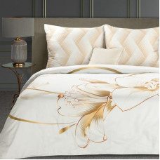 Limited Collection Satīna gultasveļa 160x200 Blanca 11 baltā zelta ziedu ģeometrija Eurofirany