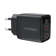 Wall charger GAN3 USB-C+C PD35W Choetech PD6051 (black)