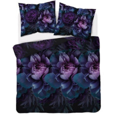 Satīna gultasveļa 160x200 purpura tirkīza ziedi 4398 A Home Satin 122