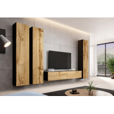 Cama Meble Cama living room cabinet set VIGO 1 black/wotan oak