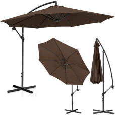 Uniprodo Dārza lietussargs uz rokas, apaļš noliecams, diam. 300cm brūns