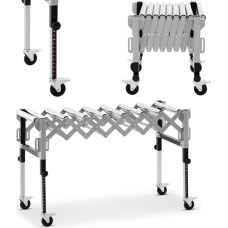 MSW Padevēja transportēšanas rullīšu galds salokāms 9 ruļļi līdz 130 kg 145 x 59 x 96 cm