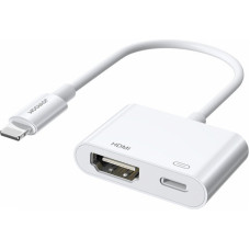 Joyroom iPhone Lightning uz HDMI FullHD + Lightning adapteris, balts