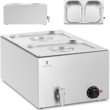 Royal Catering Bain marie elektriskais sildītājs ar krānu 2 x GN 1/2 600 W