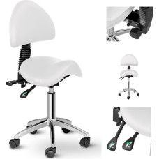 Physa BERLIN regulējams seglu skaistumkopšanas krēsls ar atzveltni - balts