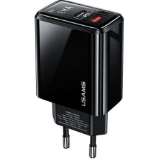 USAMS Ład. siec. 1xUSB-C+1xUSB T40 20W LED (only head) PD3.0 +QC3.0 Fast Charging czarny|black CC133TC01 (US-CC133)