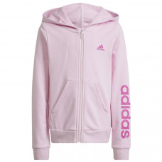 Adidas Essentials Lineārs Hoodie ar pilnu rāvējslēdzēju meitenēm IS2666 / rozā / 140 cm
