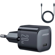 Joyroom USB-C PD 20W sienas lādētājs + USB-C kabelis JR-TCF02 melns