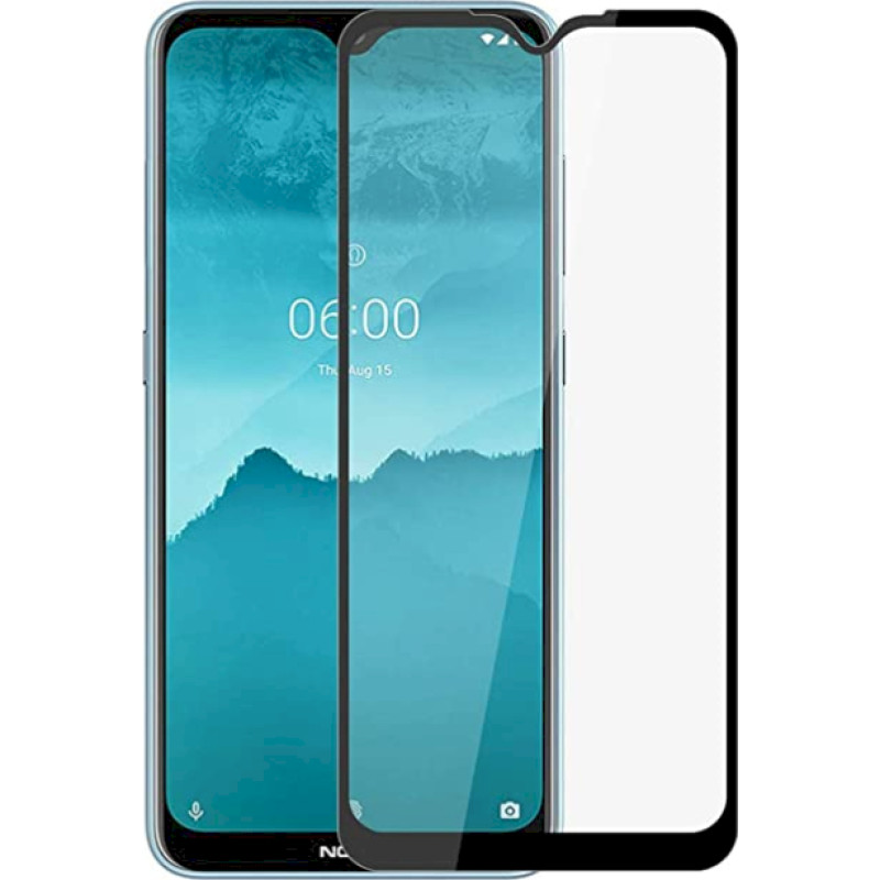 Fusion Full Glue 5D Tempered Glass Aizsargstikls Pilnam Ekrānam Nokia 2.3 Melns