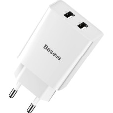 Baseus Speed Mini Dual U CCFS-R02 Tīkla Lādētājs 2 x USB | 10.5W | 2.1A | Balts