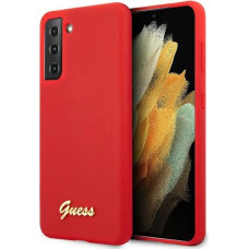 GUHCS21MLSLMGRE Guess Silicone Metal Logo Script Cover for Samsung Galaxy S21+ Red