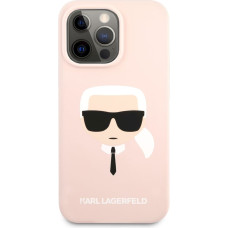 KLHCP13LSLKHP Karl Lagerfeld Liquid Silicone Karl Head Case for iPhone 13 Pro Light Pink
