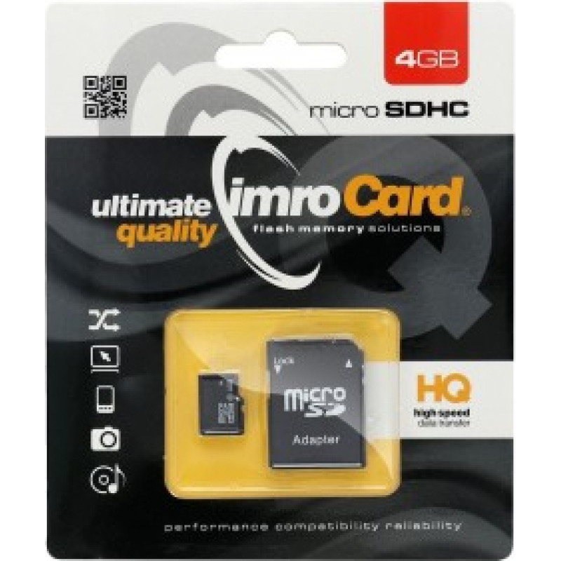 Imro atmiņas karte 4GB microSDHC cl. 10 + adapteris