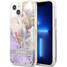 Guess Liquid Glitter Flower Case for iPhone 13 mini Purple