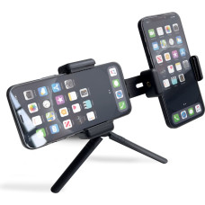 Dual adjustable smartphone holder with tripod black (E-type live dual camera)