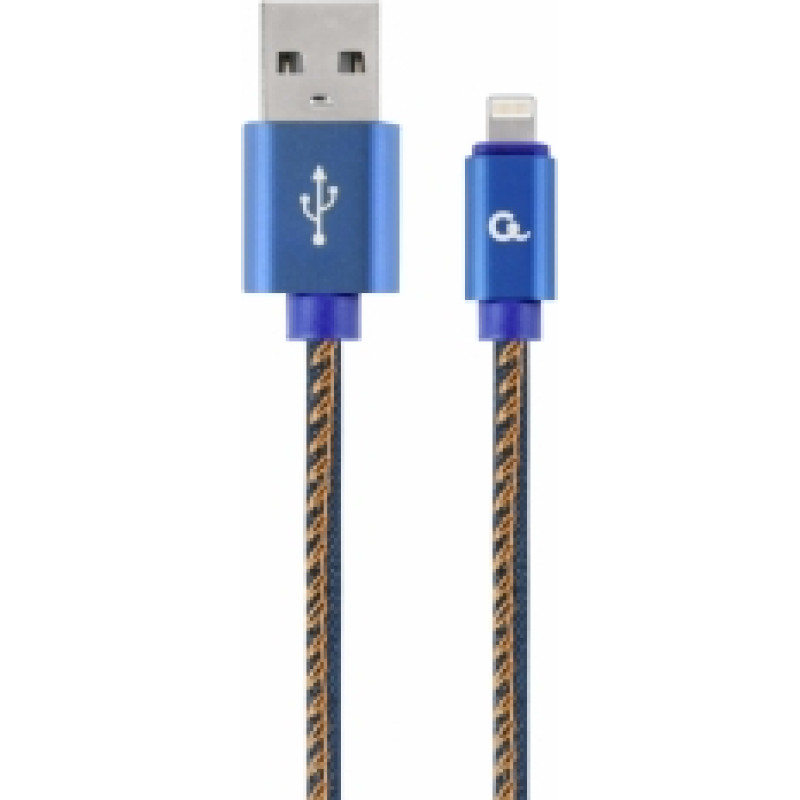 Gembird USB Male - Lightning Male Premium denim 1m Blue