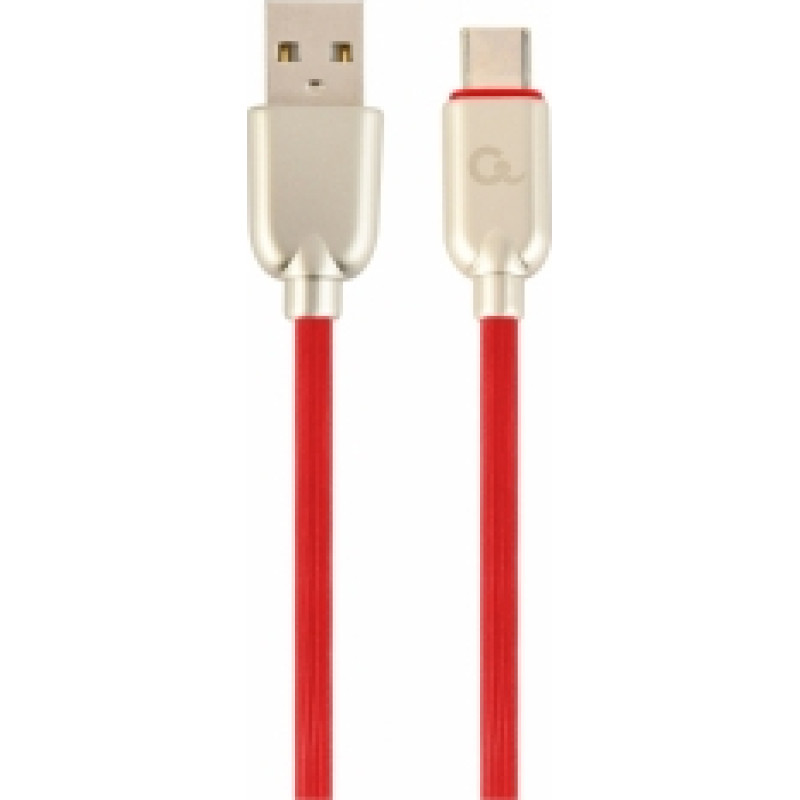 Gembird USB Male - USB Type C Male Premium rubber 1m Red