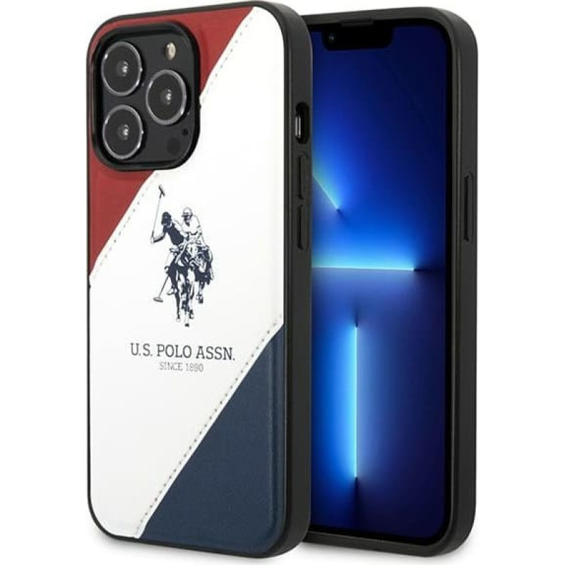 U.S. Polo PU Leather Double Horse Case for iPhone 14 Pro Max Red|White|Navy