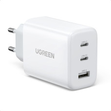 Ugreen ātrais sienas lādētājs 2x USB Type C | USB 65W PD3.0, QC3.0 | 4.0 + balts (CD275)