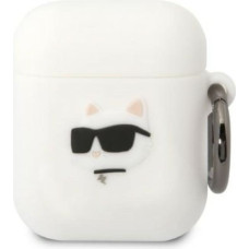 Karl Lagerfeld 3D Logo NFT Choupette Head Silicone Case for Airpods 1|2 White