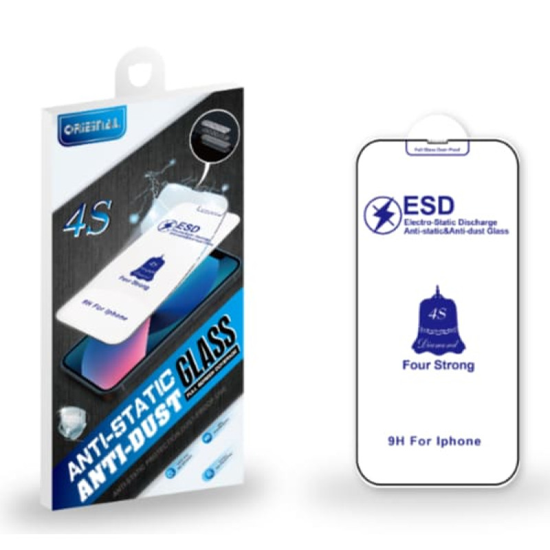 Fusion ESD Anti-Static Dust Proof aizsargstikls pilnam ekrānam telefonam Apple iPhone 13 Mini melns