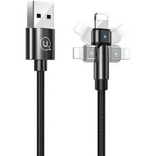 USAMS Kabel pleciony obrotowy U60 2A Lightning czarny|black 1m SJ476USB01 (US-SJ476)