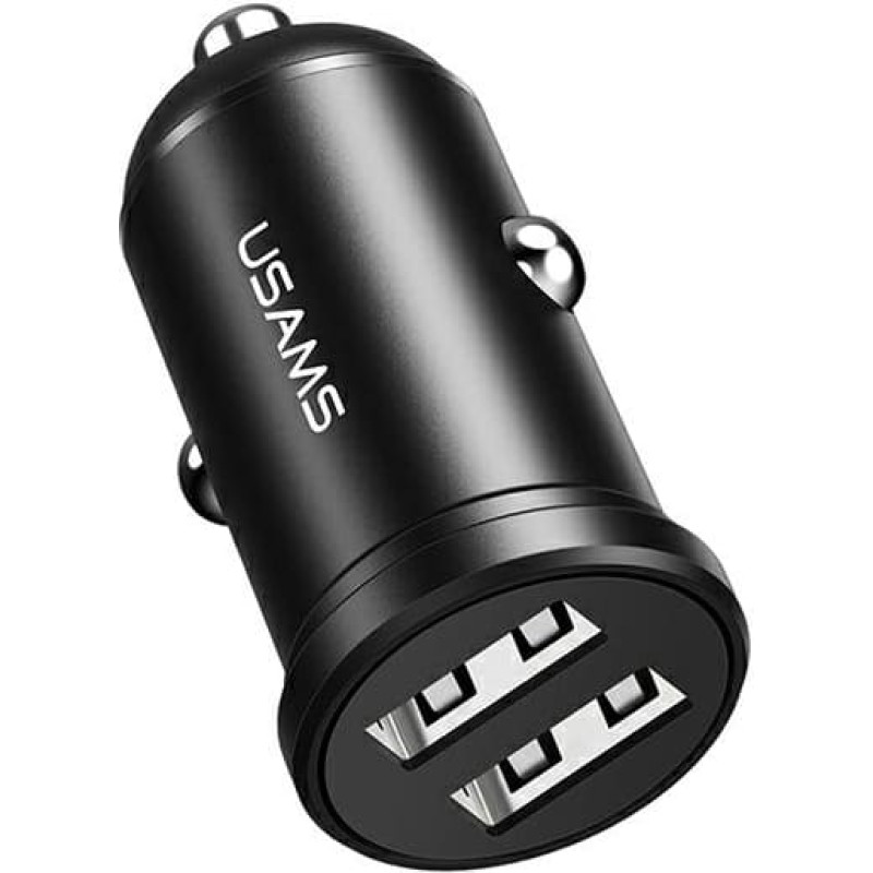 USAMS lādētājs 2xUSB 2.4A Mini| melns |CC114TC01 (US-CC114)