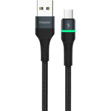 Foneng X79 USB to Micro USB Cable, LED, Braided, 3A, 1m (Black)