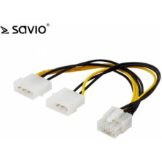 SAVIO AK-18 barošanas kabelis | 18 cm | 2x4 kontakti Molex (M) | 1x8 kontakti EPS