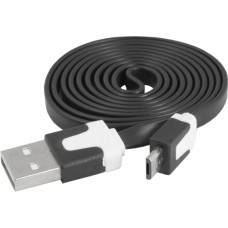 Lexton USB - mikro USB kabelis, melns, plakans.