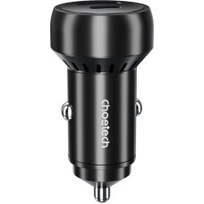 Choetech TC0014 USB-C USB-A PD 60W car charger with LED backlight - black