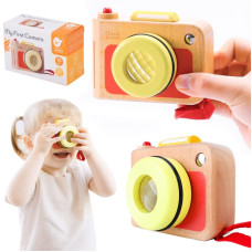 Bērnu fotokamera Koka rotaļlieta ar objektīvu