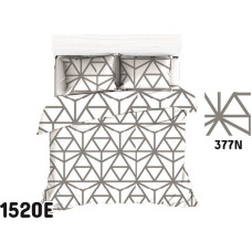 Kokvilnas gultas veļa 150x200 1520E balti pelēka ģeometriska 377N 1 spilvendrāna 50x60