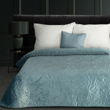 Dekoratīvais gultas pārklājs 280x260 Salvia 1 zils ar ūdensrozes motīvu Limited Collection