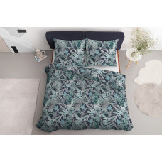 Satīna gultasveļa 140x200 melnas tropu lapas 3780 B Home Satin 77