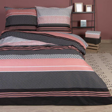 Kokvilnas gultasveļa 200x220 Zigo Rose rozā melnas ģeometrijas svītras Cottonlove Exclusive 5