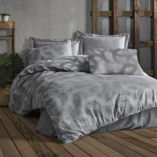 Kokvilnas gultas veļa 220x200 plankumi pelēka žakarda ģeometrija Cottonlove Jacquard