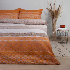 Kokvilnas gultas veļa 140x200 oranža ģeometrija 71469/1 Cottonlove 6