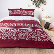 Flaneļa gultasveļa 220x200 Ziedi bordo balts 31497/1 Flanel 3