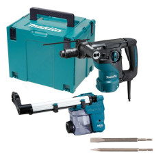 Makita-Maszyny SDS+ āmururbis, 1050W, Makita [HR3012FCWJ] ar DX11 putekļu nosūkšanas sistēmu un 2 instrumentu turētājiem + kaltu un galu