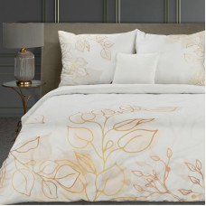 Limited Collection Satīna gultasveļa 160x200 Blanca 7 baltā zelta lapas Eurofirany