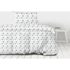 Kokvilnas gultasveļa 140x200 Animals piparmētru pelēka bērnu Premium