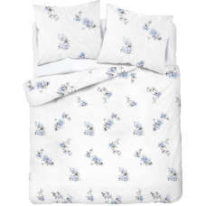 Satīna gultasveļa 160x200 balti zili ziedi 4403 A Home Satin 122