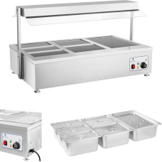 Royal Catering Dry Bain Marie sildītājs bez ūdens brīvi stāvošs 6 x GN 150mm 55L